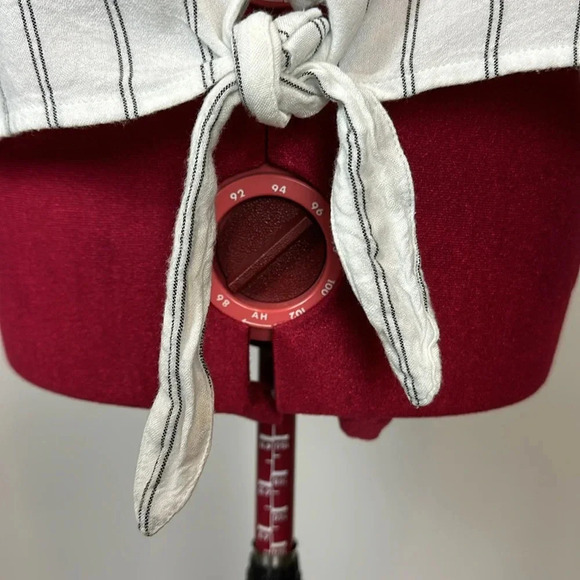 Anko viscose  short sleeve relaxed fit striped blouse waist tie - Picture 4 of 9